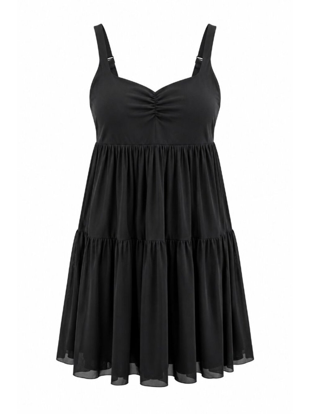 Black Tiered Mini Dress - Sleeveless Women’s Dress